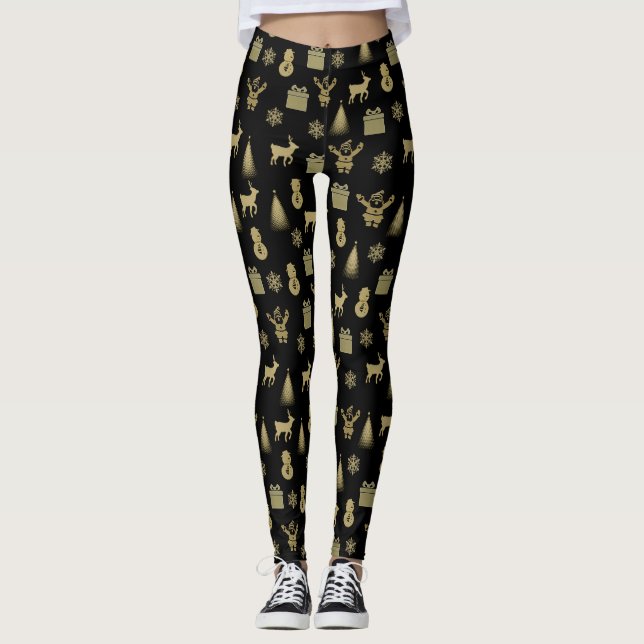 Julklubbning - Golden mönster Leggings (Framsida)