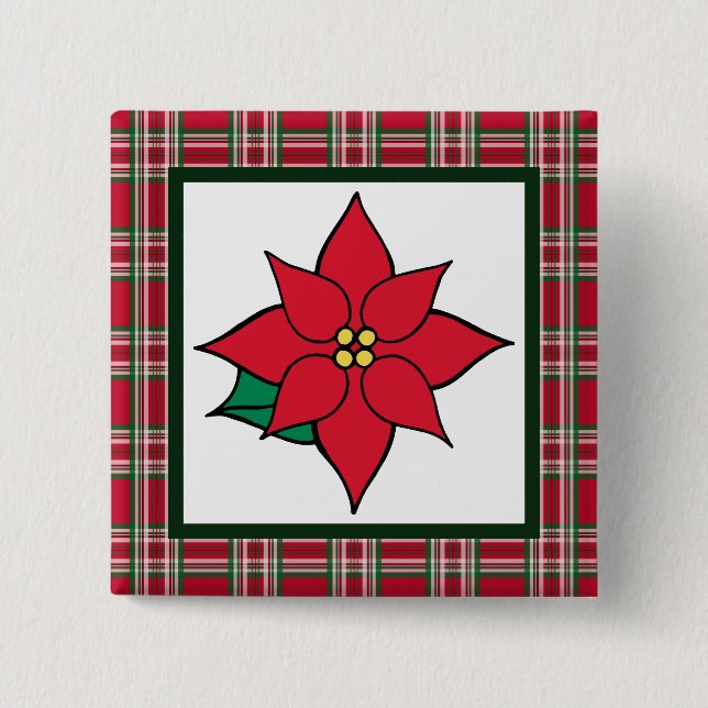 Julknappar med Poinsettia Knapp (Framsida)