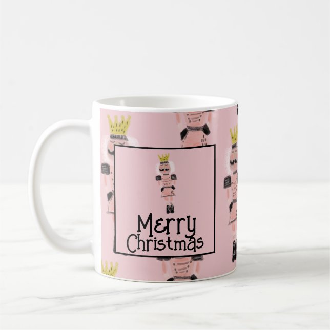 Julknäppare Handritad Rosa Soldat Doodle Kaffemugg (Vänster)