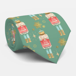 Julknäpparen Guld Snöflingor Grön Slips