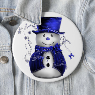 Julknappen Cute Blue Snögubbe Knapp