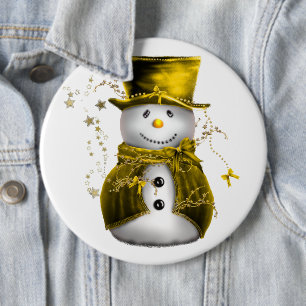 Julknappen Cute Guld Snögubbe Knapp