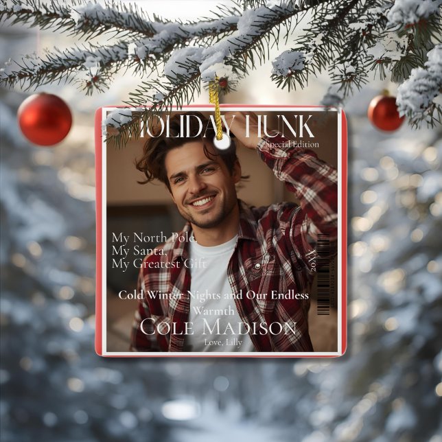 Julknutte tidningsomslag stil Ornament (Holiday Hunk magazine cover style Ornament)