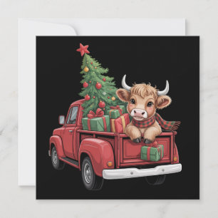 Julko Highland Cow i Truck Farm Xmas  Julkort