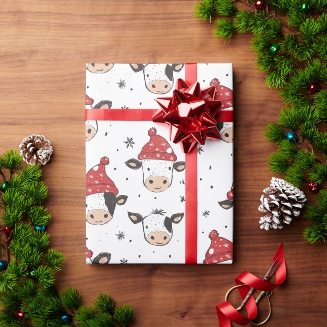 Julko Santa Söt Röd Svart och Vit Presentpapper (Julgåva)