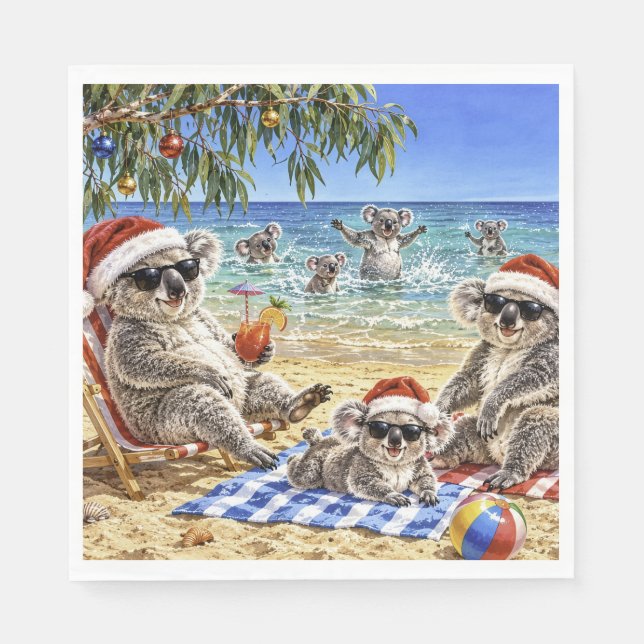 Julkoalor på stranden pappersservett (Framsidan)