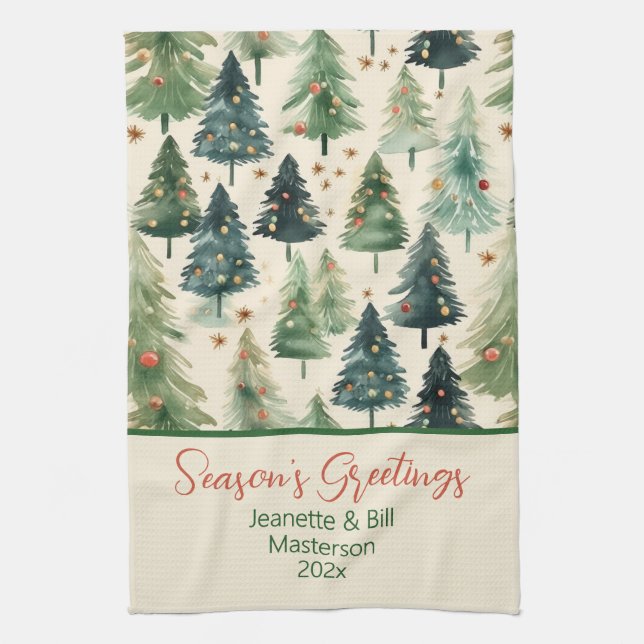 Julkökshanddukar i Rustic Gräs Träd Kökshandduk (Vertikal)