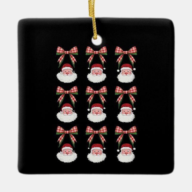 Julkokvett Bow Santa Vintage Julafton Retro Julgransprydnad Keramik (Framsida)