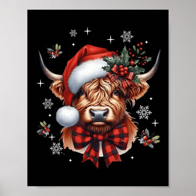 Julkokvett Höland Cow Cute Moo Cow Julafton Poster (Framsidan)