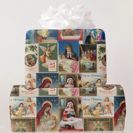 Julkollage i Antique Postcards Jesus Angel Presentpapper