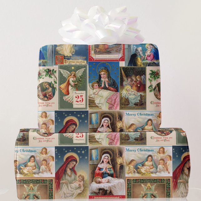Julkollage i Antique Postcards Jesus Angel Presentpapper (Skapare uppladdad)
