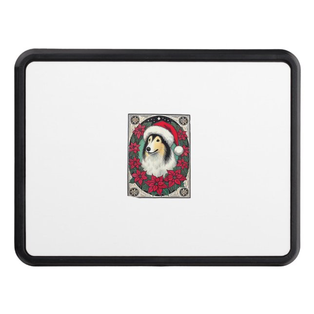Julkollie Hund Illustration Yule Collies 4 Dragkroksskydd (Framsidan)
