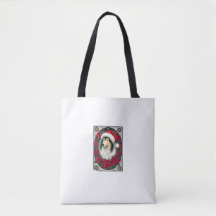 Julkollie Hund Illustration Yule Collies 4 Tygkasse