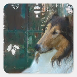 Julkollie i Windows Fyrkantigt Klistermärke