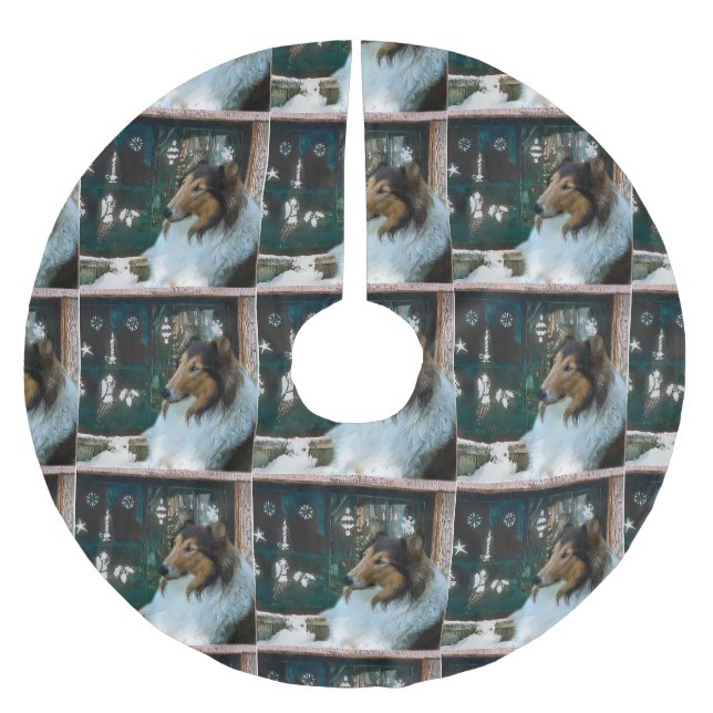 Julkollisionen i fönstret julgransmatta borstad polyester (Framsidan)