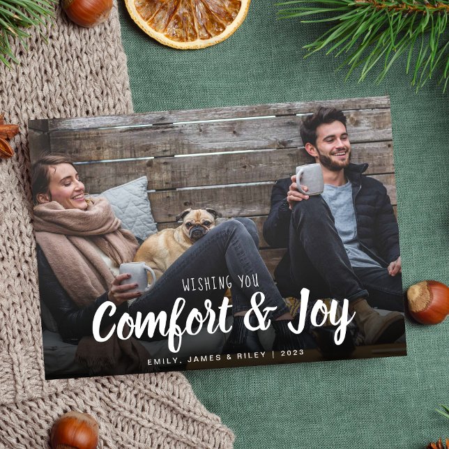 Julkomfort och Joy Photo Julkort (Share the love and warmth of the holiday season with this personalized photo Christmas card)