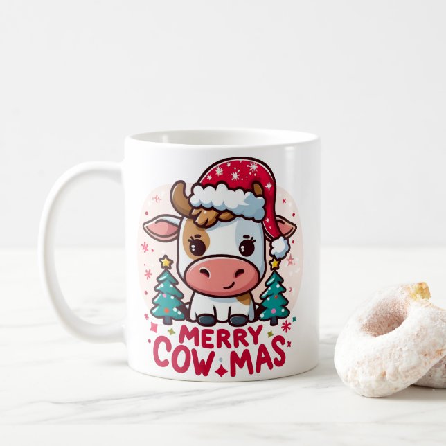 Julkonen Cute "Merry Cowmas" Kaffemugg (Med munk)