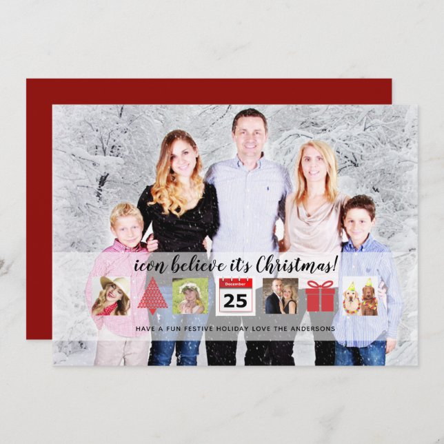 Julkoner Fotokollage Modern unik Inbjudningar (Fram/baksida)