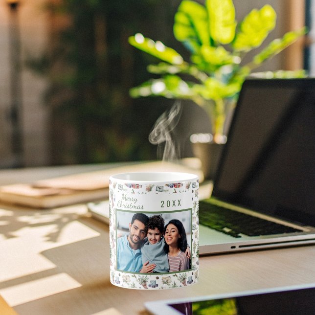 Julkoner, gräs-familjens foto vintage mönster kaffemugg (Skapare uppladdad)