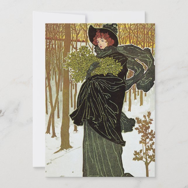 Julkonst från sekelskiftet Art Nouveau Scribners i Inbjudningar (Framsida)