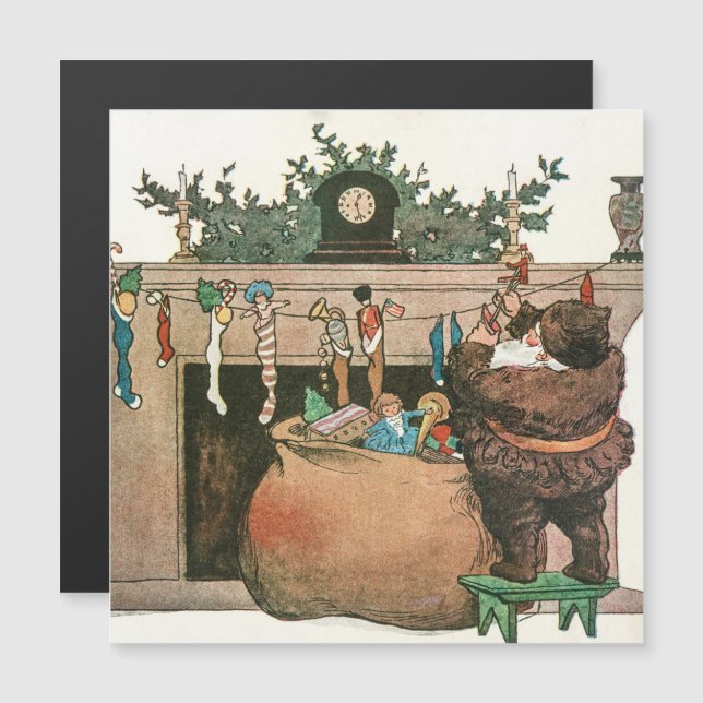 Julkonst, helgdag vintage-kort (Fram/baksida)