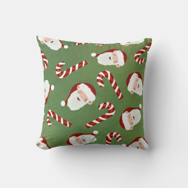 Julkonsten Candy Can i Santa & Candy cane Mönster Kudde (Framsida)