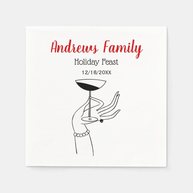 Julkonsten Deco Dam's Holding Champagne Glass Pappersservett (Framsidan)