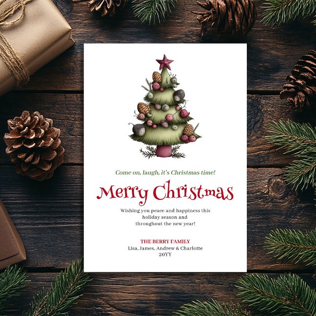 Julkonstig julgran gratulationskort julkort (Holiday quirky Christmas tree greeting card

)