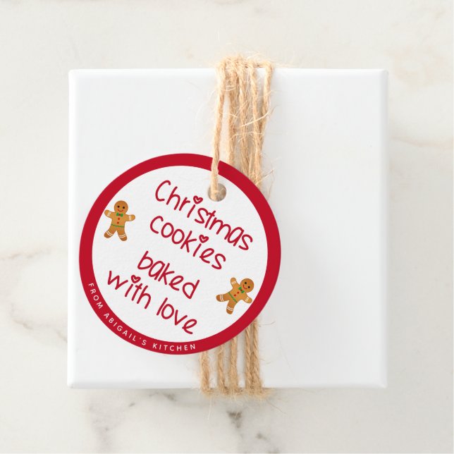 Julkookies bakade med Kärlek Pepparkaksgubbar Gåvor Etiketter (På plats)