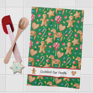 Julkookies för Santa Grönt Kitchen Towel Kökshandduk