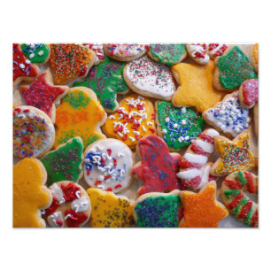 Julkookies I Colorful Helgdag Baking Fototryck