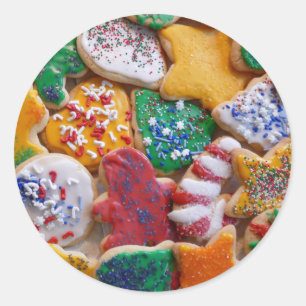 Julkookies I Colorful Helgdag Baking Runt Klistermärke
