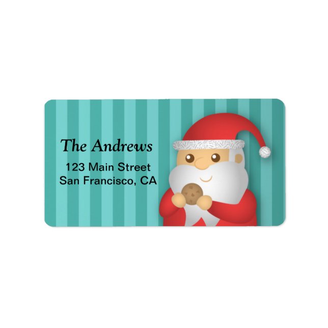 Julkookies med Cute Santa till jul Adressetikett (Framsidan)