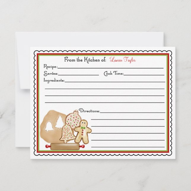 Julkookies som ger kokning av receptkort inbjudningar (Framsida)