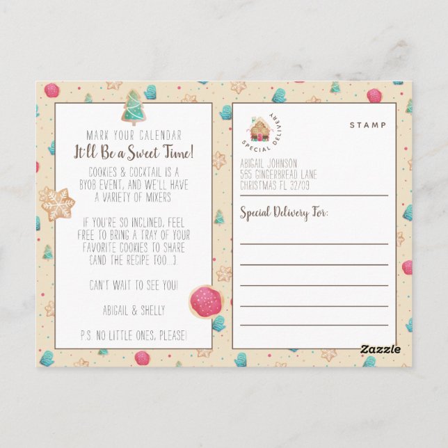 Julkookies + svansbudget Party bjuder in Vykort (Baksida)