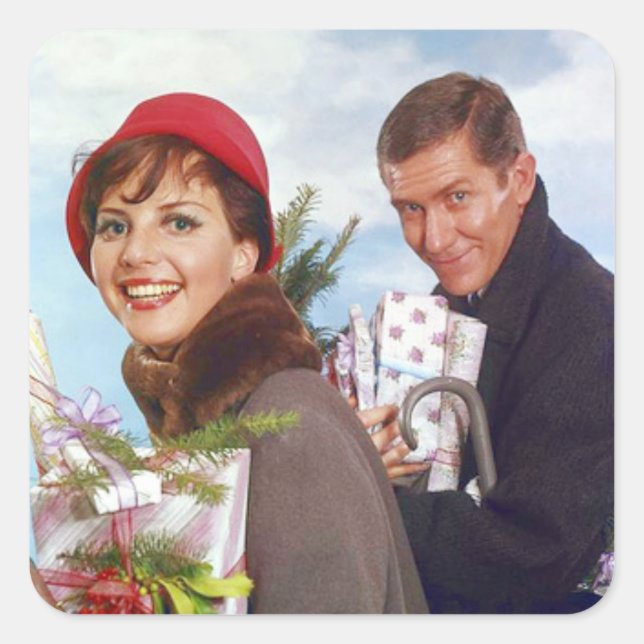 Julköpare Retro Fyrkantigt Klistermärke (Framsida)