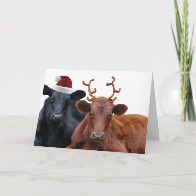 Julkor i Santa Hat och Antlers Helgdag Helgkort (Framsida)