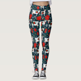 Julkor med Red Poinsettias Blommigt Leggings