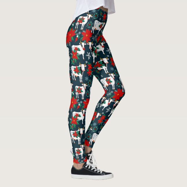Julkor med Red Poinsettias Blommigt Leggings (Höger)