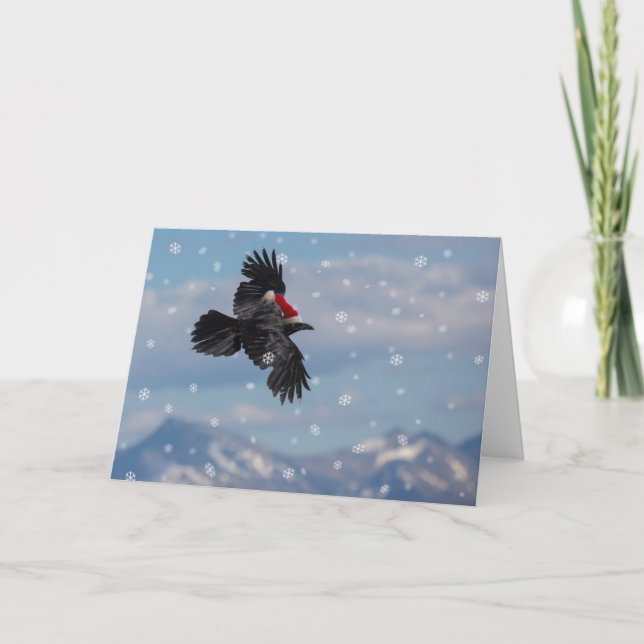 Julkorpen som skjuter över snöbergen kort (Framsida)
