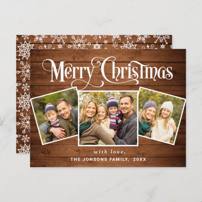 Julkort, 3 PHOTO Hälsning Helgdag Vykort (Fram/baksida)