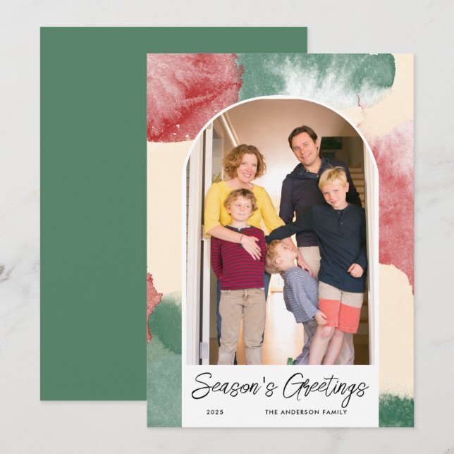 Julkort Abstrakt Akvarell Jul (Fram/baksida)