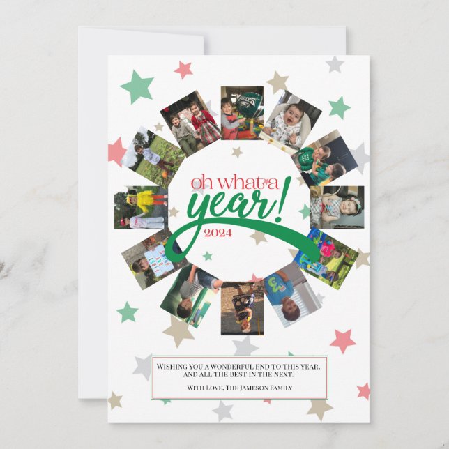 Julkort 'Åh, vilket år', nyårshälsning (Framsida)