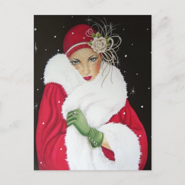 Julkort - Art Deco 1930 Julhälsning Vykort (Framsida)