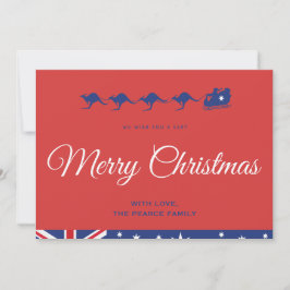 Julkort Australien Flagga Kangaroo Sleigh