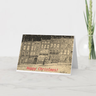 Julkort av den snöig gataplatsen helgkort