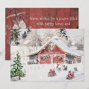 Julkort, Barn, Barn, Sleds, Aussie Hundar Julkort