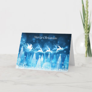 Julkort - Blue Santa Sleigh Helgkort