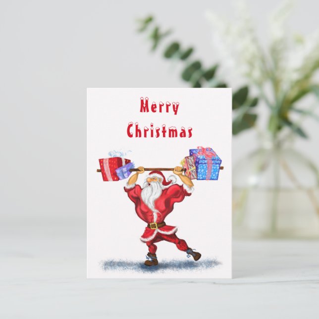 Julkort Bodybyggder Santa med gåvor Vykort (Stående Fram)