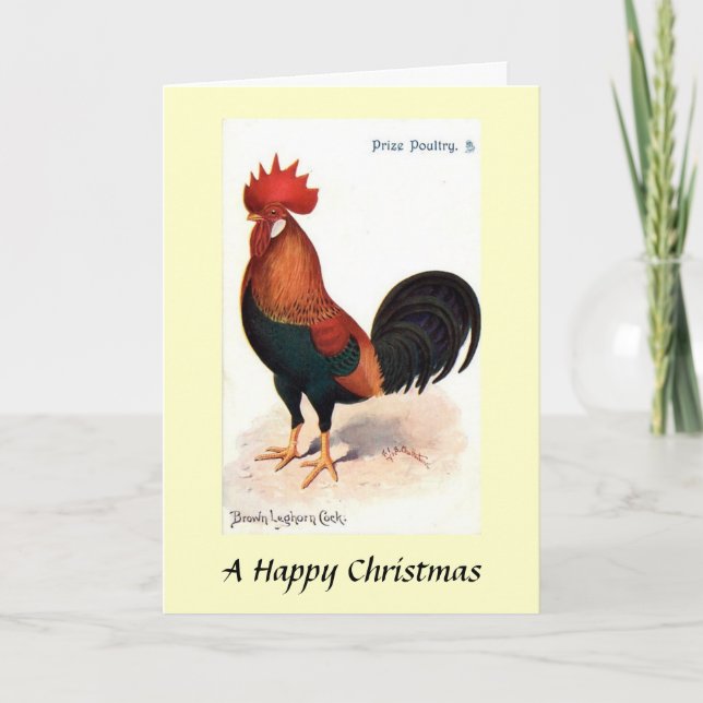 Julkort - Brown Leghorn Cock Helgkort (Framsida)